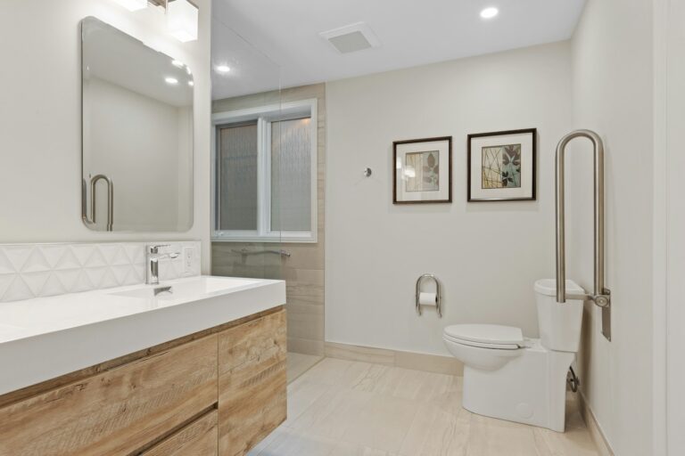 Modern accessible bathroom with walk-in shower