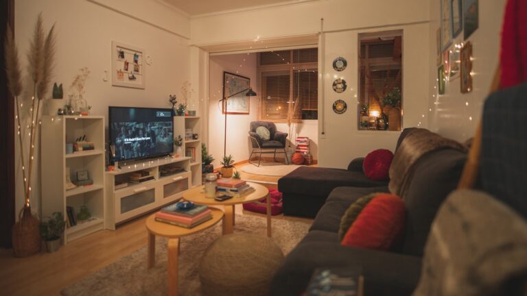 Warm cozy living room lamp with soft home lighting